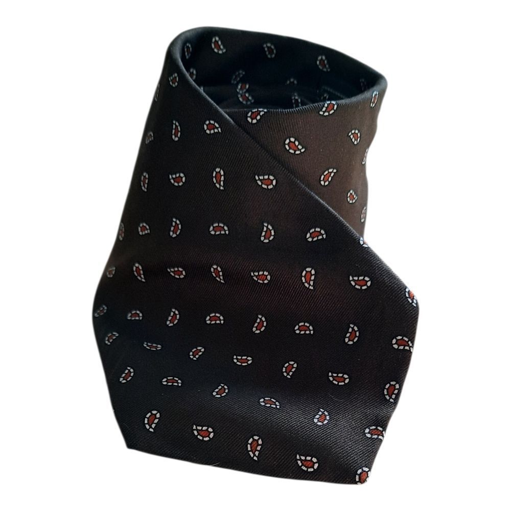 John Henry Elegant Brown and Red Paisley Men's Tie
